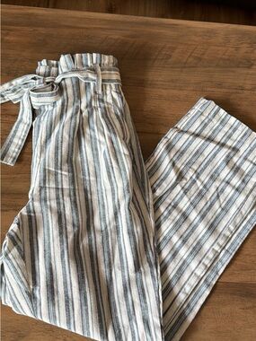 Ciso Striped Relaxed Pants in Blue and Cream
